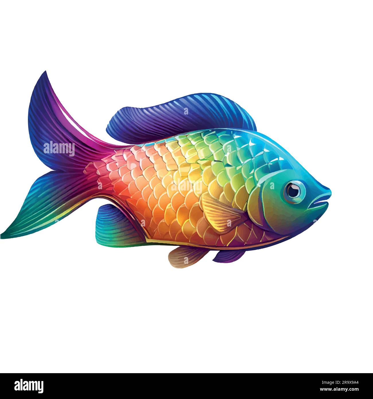 poisson coloré de style arc-en-ciel sur un fond blanc. Illustration d'un poisson coloré sur un fond blanc. illustration vectorielle Illustration de Vecteur
