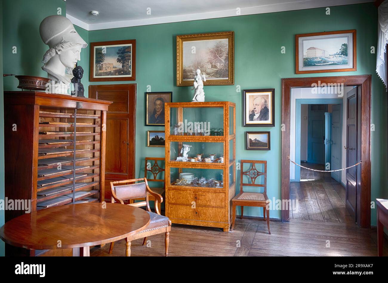 Petite salle à manger, Résidence de Johann Wolfgang von Goethe, Résidence de Goethe, Musée, Frauenplan, Weimar, Thuringe, Allemagne Banque D'Images
