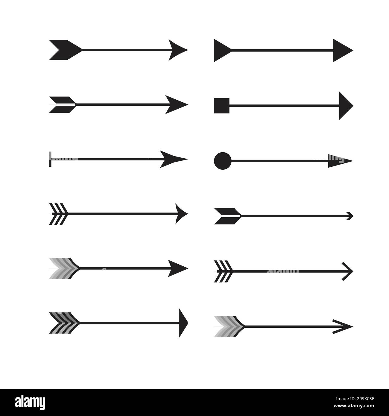 Collection de vecteurs fléchés. Flèches simples modernes. Icône de flèches d'illustration vectorielle. Vecteur de rang de contour. Symbole de ligne. Design tendance de l'interface utilisateur plate. Illustration de Vecteur