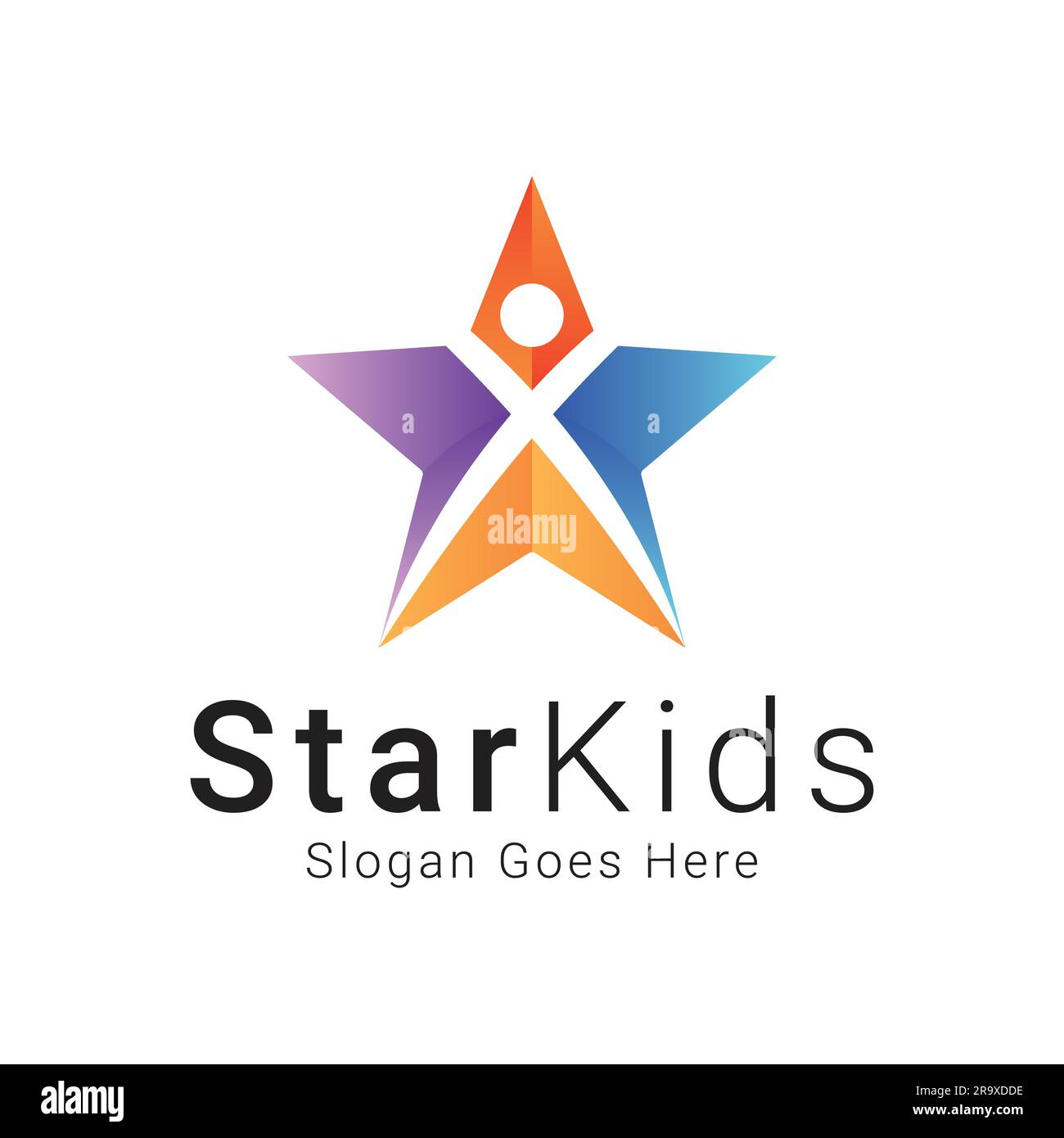 Star Kids Reach Star logo Design 3D Reach Dream Star logo Illustration de Vecteur