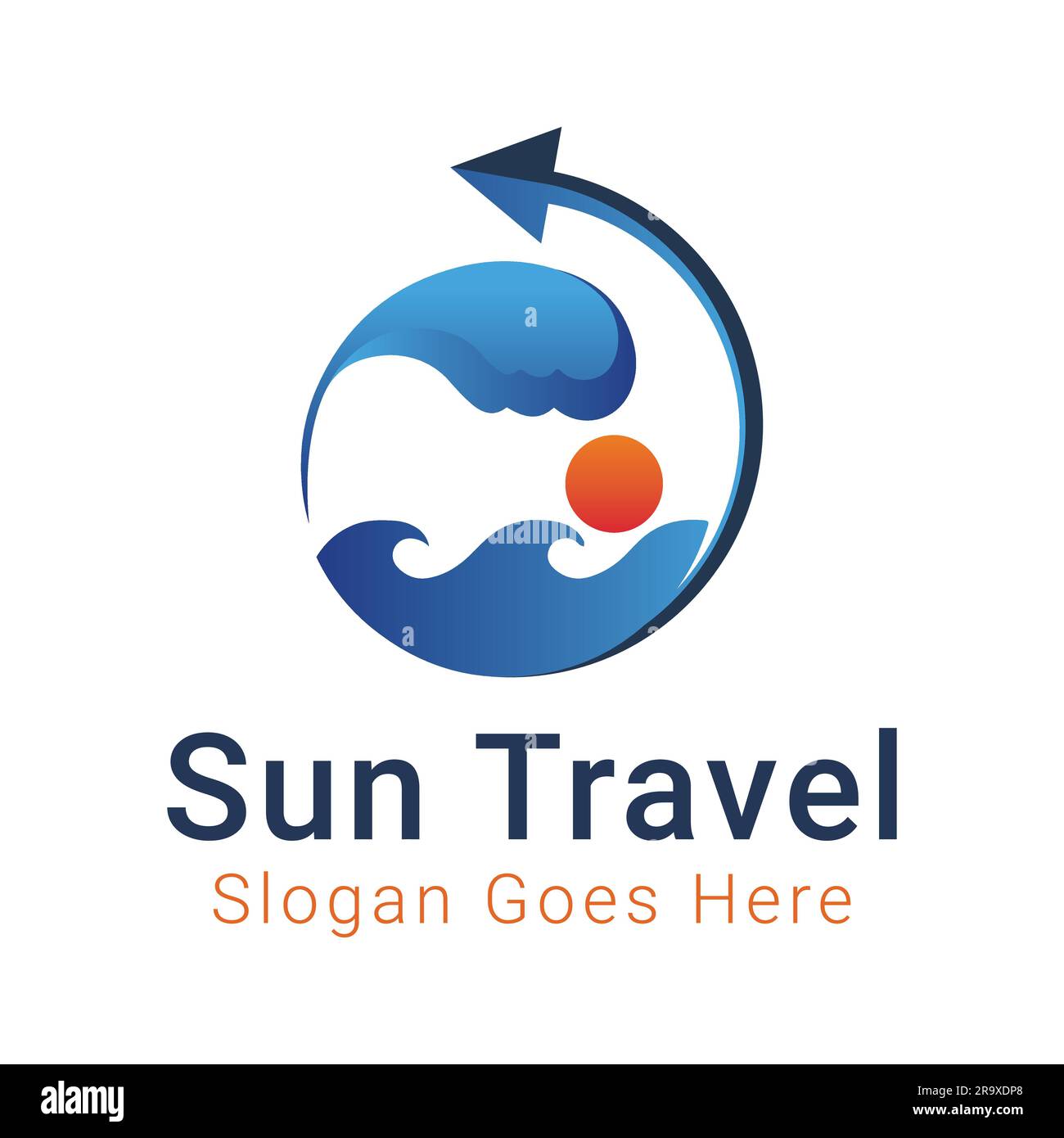 Sun Travel logo Design Voyage Terre logotype Flying plane World Voyager Illustration de Vecteur