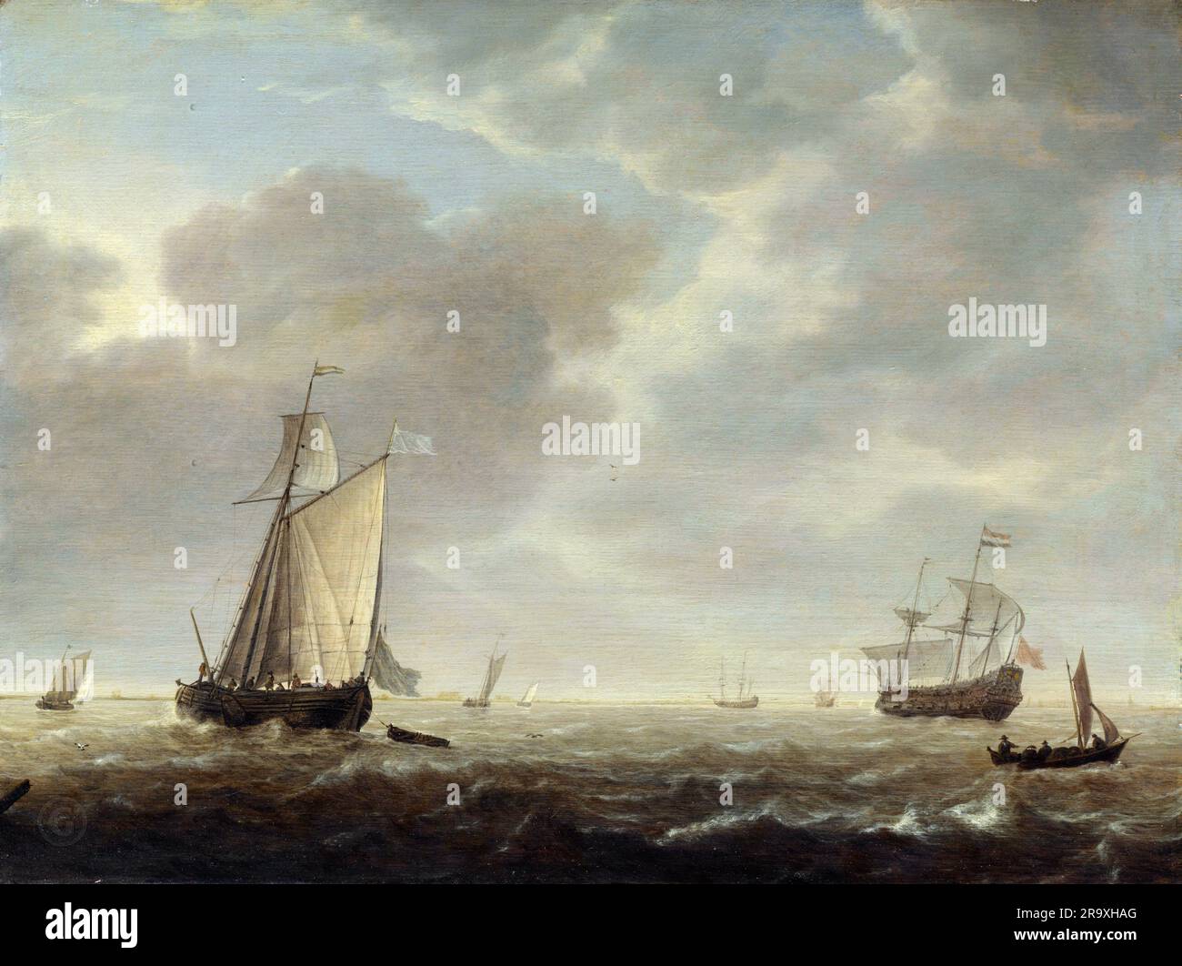 Simon de Vlieger - Un homme de guerre hollandais et divers navires dans une brise 1638-45 Banque D'Images