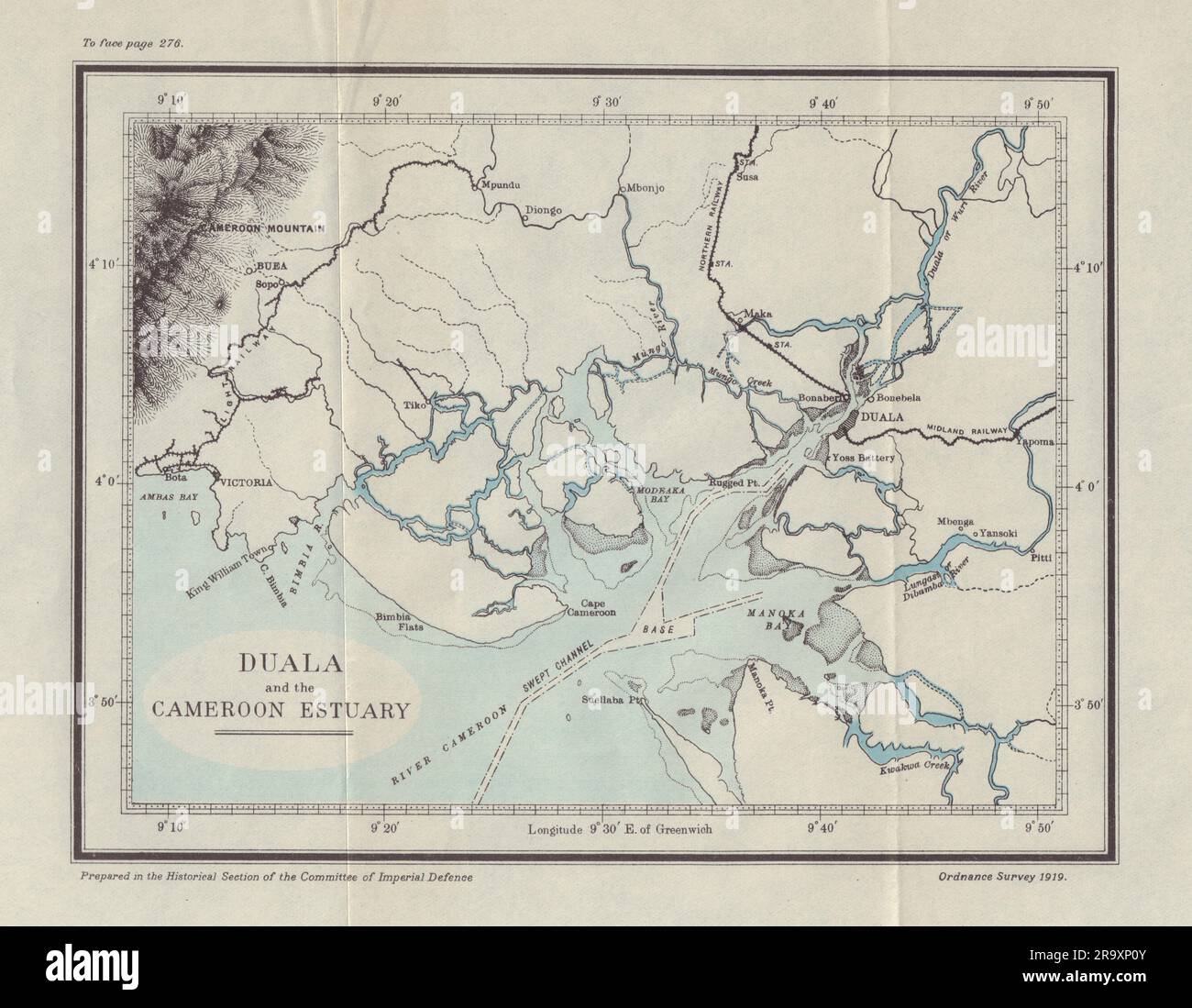 Duala et l'estuaire du Cameroun. Campagne Kamerun. 1914. Première Guerre mondiale. 1920 carte Banque D'Images