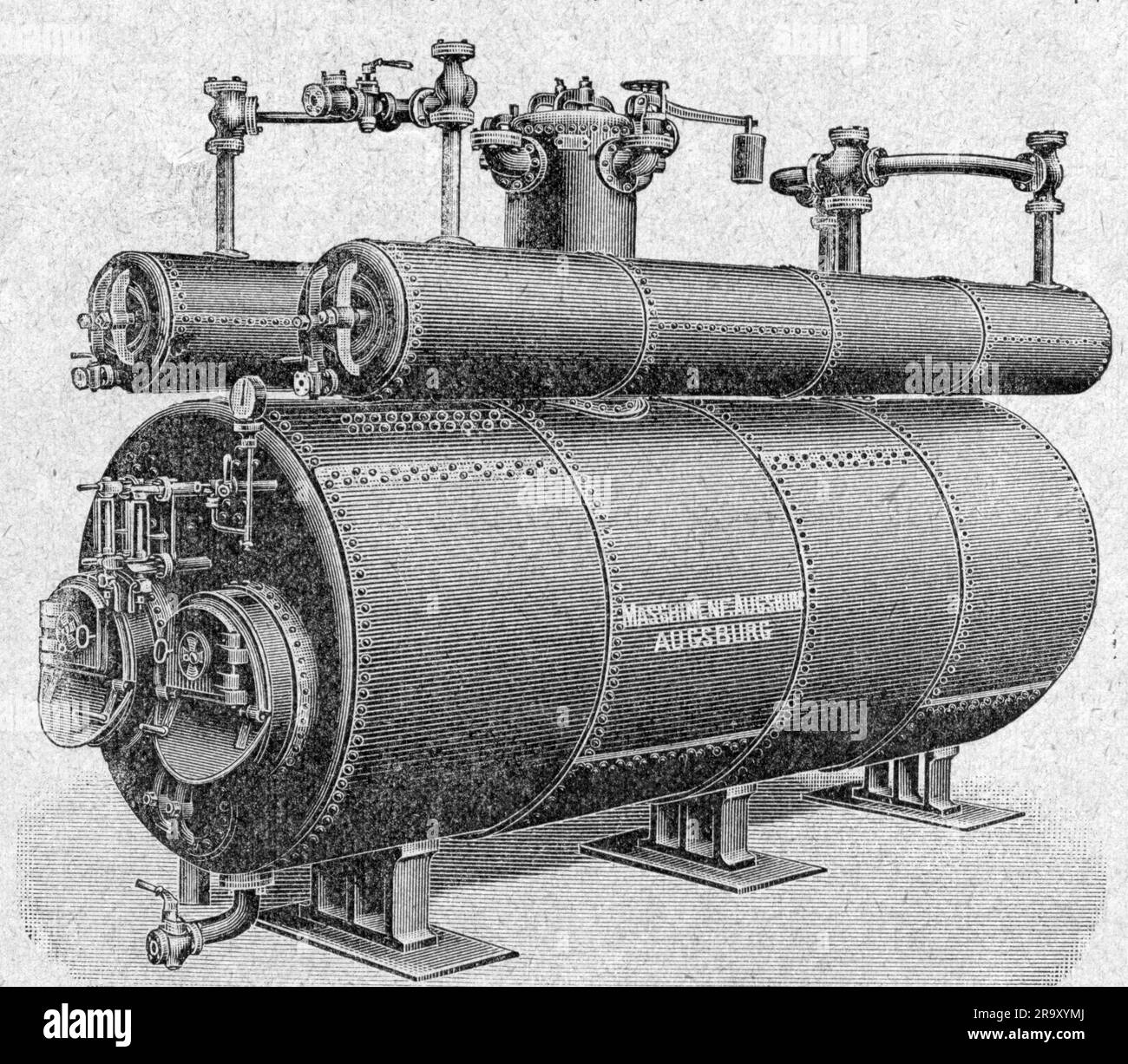 Transport / transport, chemin de fer, locomotive à vapeur, chaudière à figurine inclinable, travaux d'ingénierie Augsburg, LES DROITS D'AUTEUR DE L'ARTISTE NE DOIVENT PAS ÊTRE EFFACÉS Banque D'Images