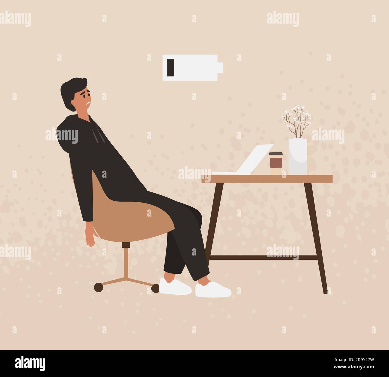 L'homme, le responsable, le travailleur de bureau ont eu un effet sur le lieu de travail Illustration de Vecteur