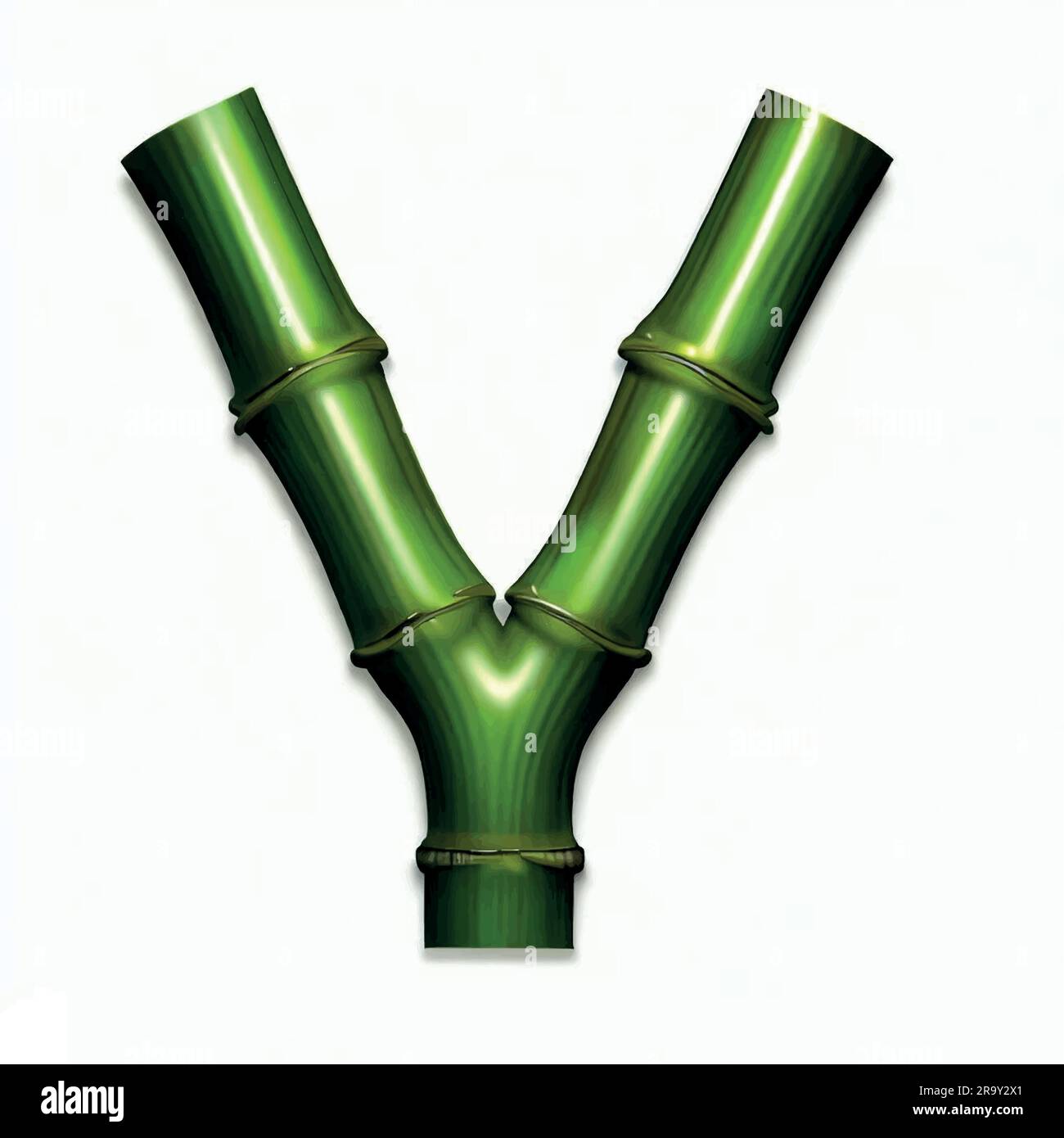 Lettre y majuscule en vert bambou avec fond blanc Illustration de Vecteur