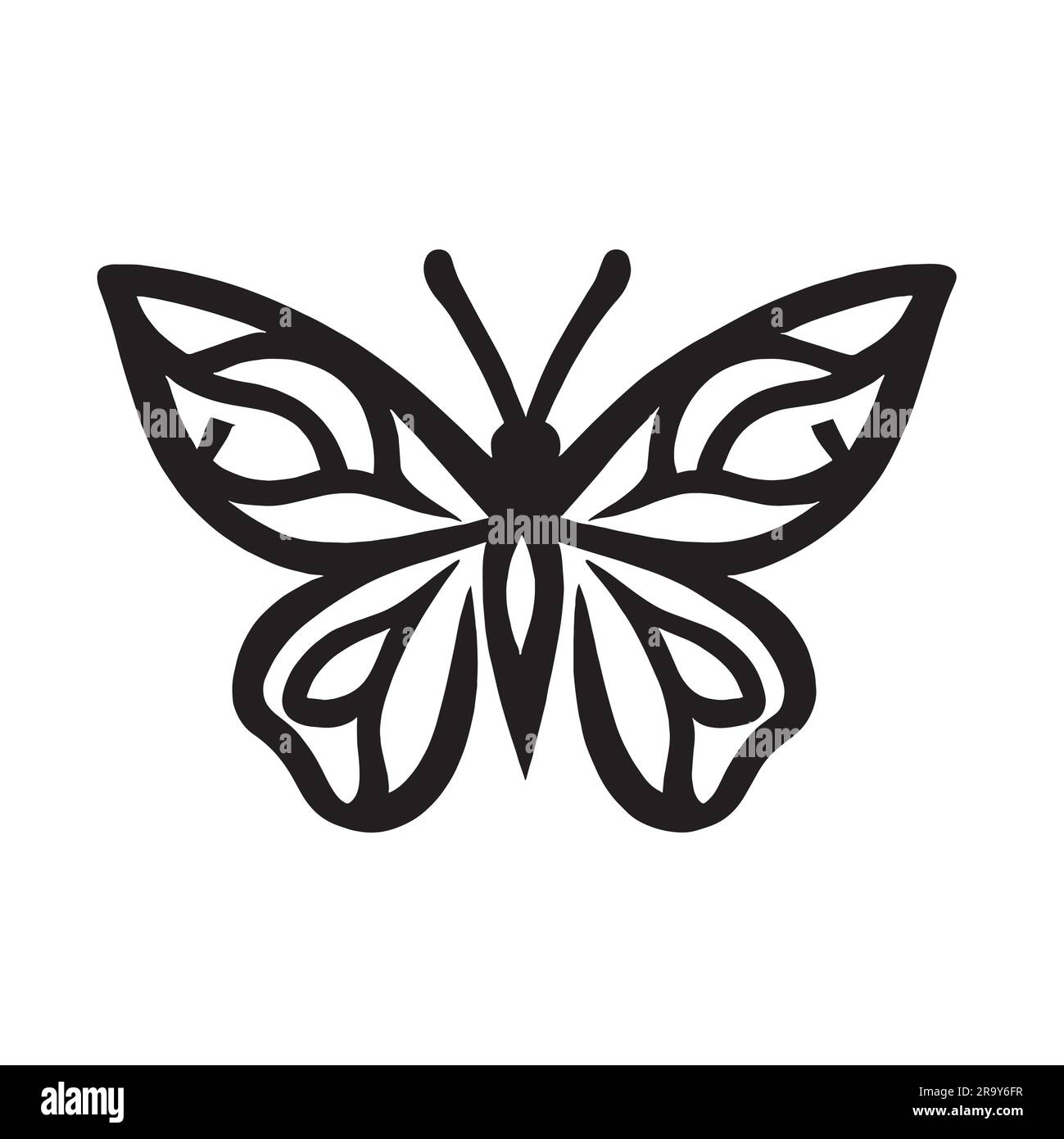 icône de logo papillon en couleur noire sur écran blanc Illustration de Vecteur