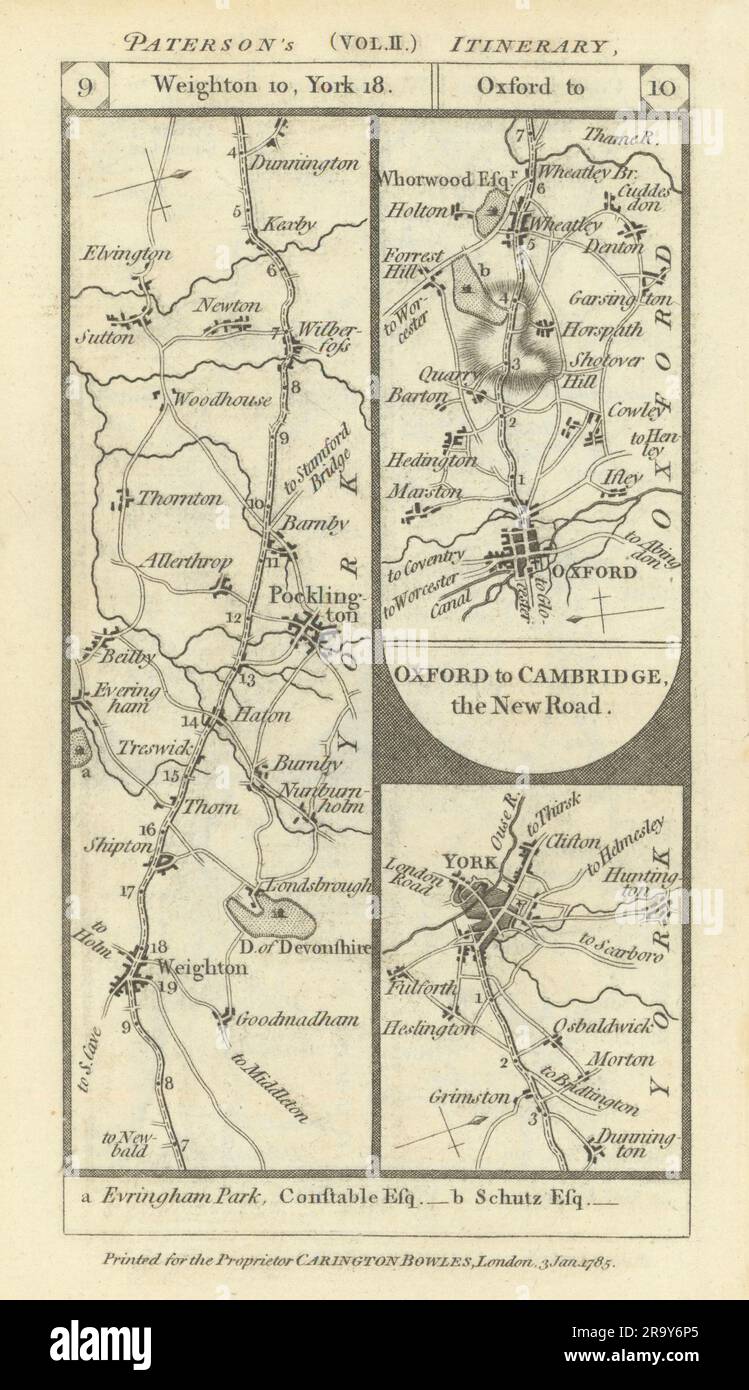MKT Weighton-Pocklington-York. Carte de la piste d'Oxford-Wheatley PATERSON 1785 Banque D'Images