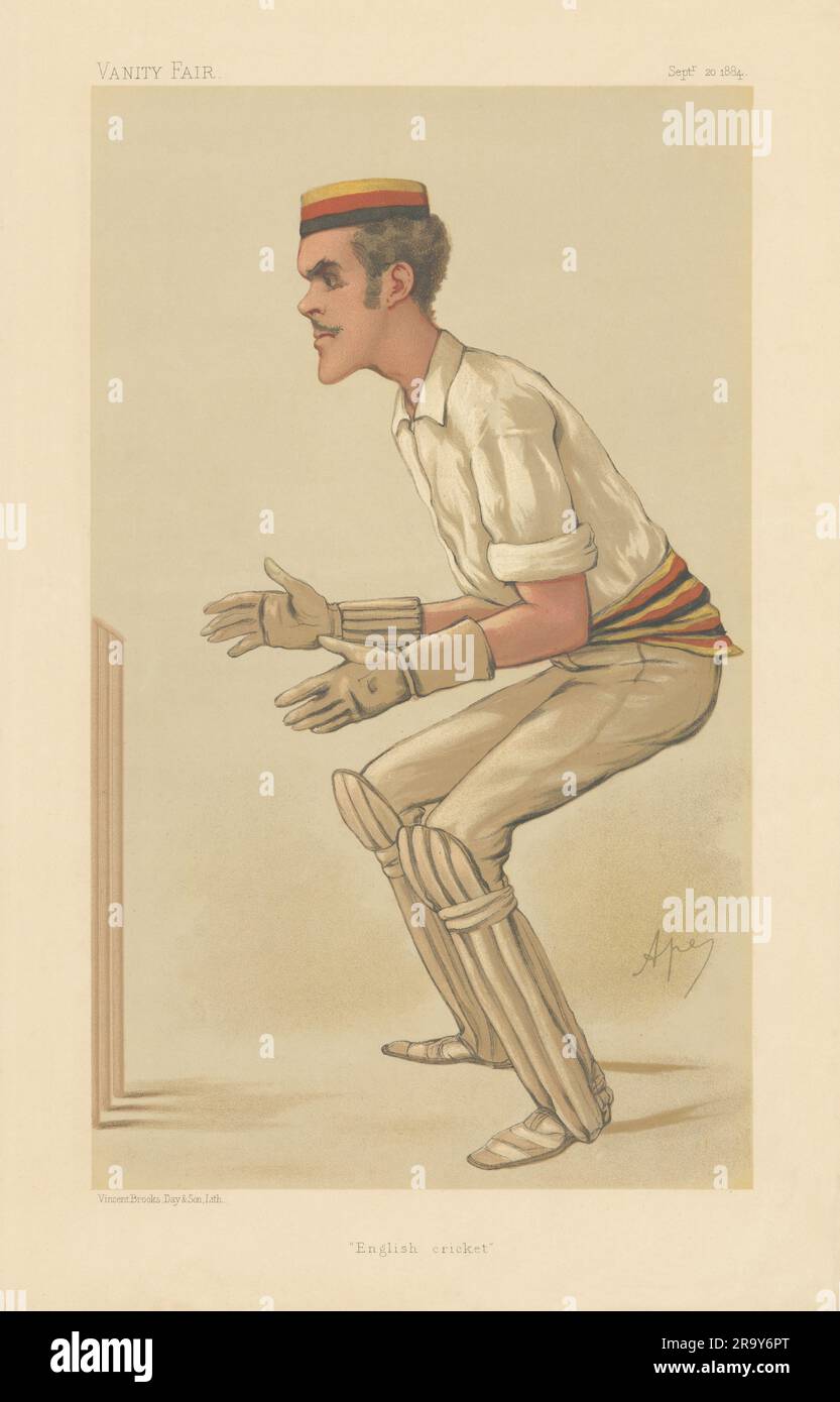VANITY FAIR SPY CARICATURE Alfred Lyttelton 'English cricket' gardien de cricket 1884 Banque D'Images