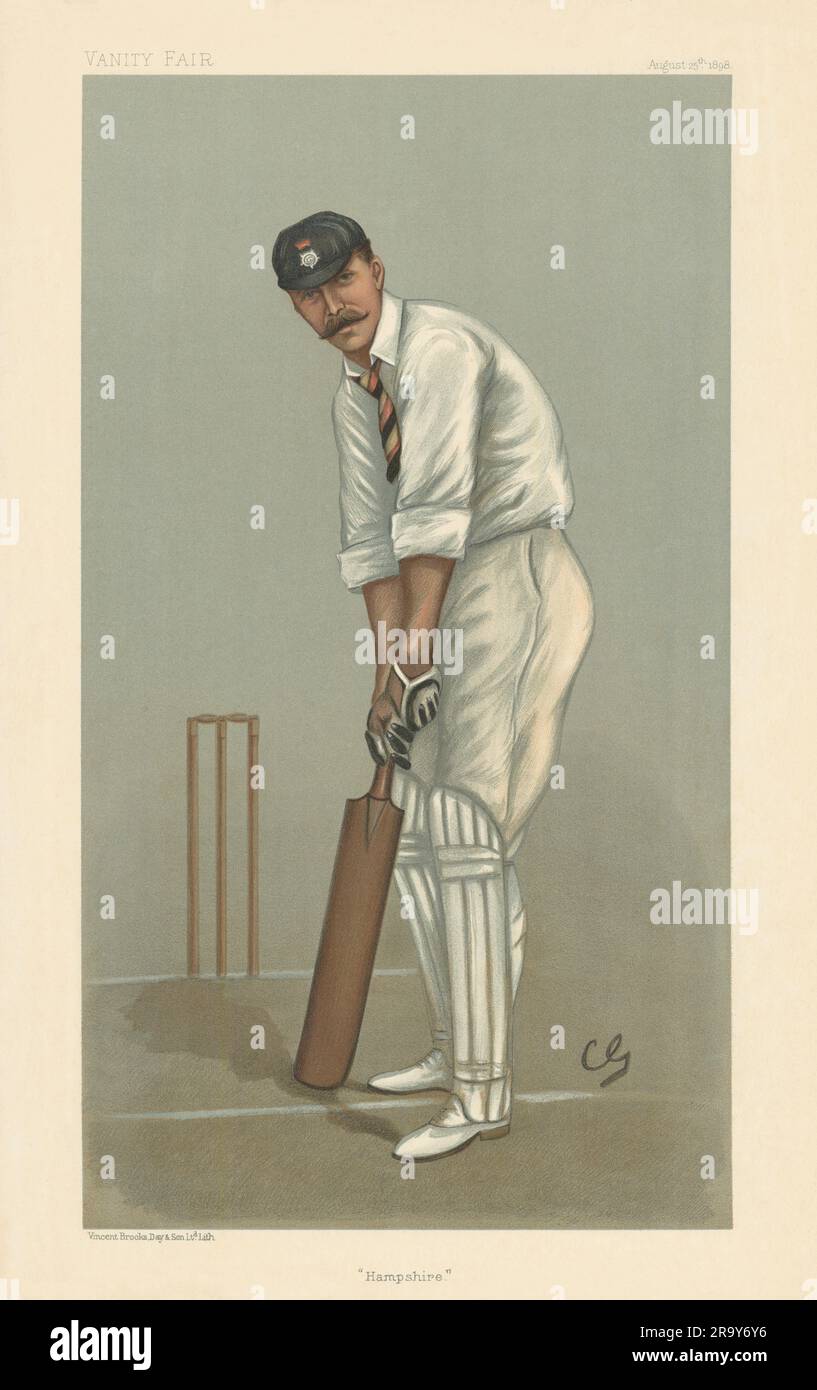 VANITY FAIR SPY CARICATURE Edward 'Teddy' Wynyard 'Hampshire' Cricket. Batteur 1898 Banque D'Images