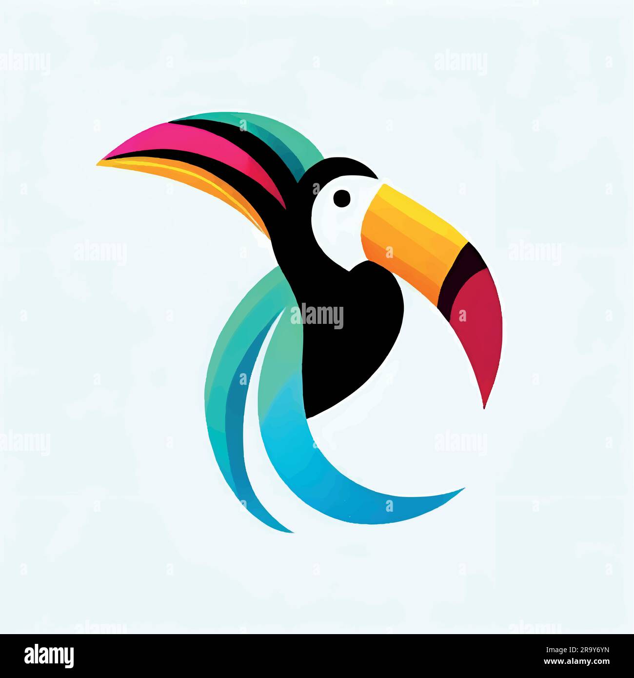 illustration du logo toucan dans des couleurs vives sur toile blanche Illustration de Vecteur