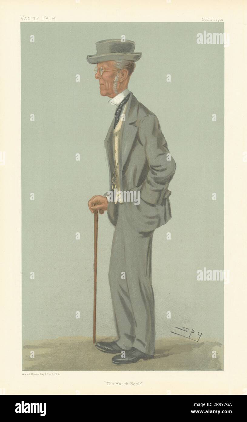 LE DESSIN ANIMÉ Edward Weatherby, UN ESPION DE VANITY FAIR, est le livre de match. Courses hippiques 1901 Banque D'Images