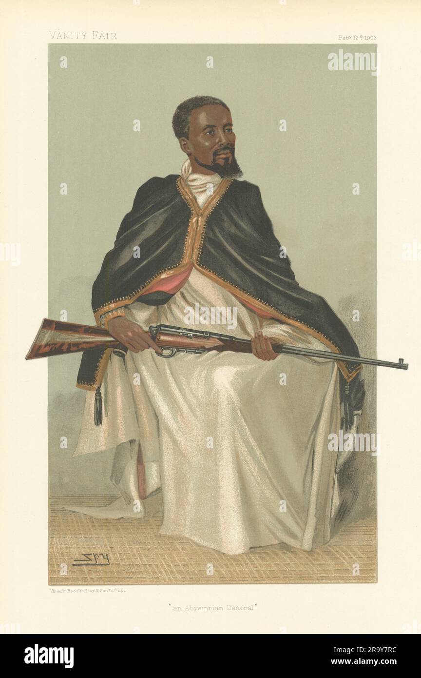 BANDE DESSINÉE D'ESPION VANITY FAIR son Altesse Ras Makunan 'un général Abyssinien' 1903 Banque D'Images