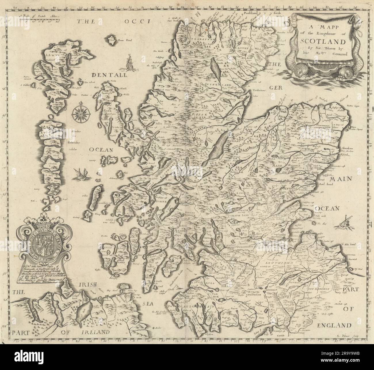 Un Mapp du Kingdome d'Écosse par Richard Blome 1673 ancien tableau antique Banque D'Images