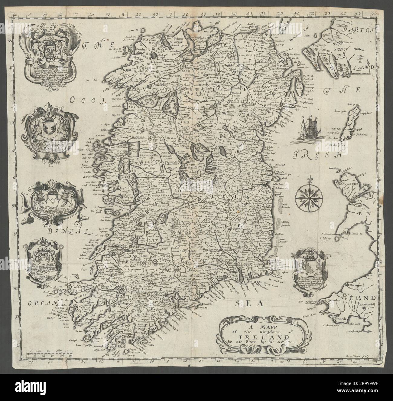 Un Mapp du Kingdome d'Irlande par Richard Blome 1673 ancien tableau antique Banque D'Images