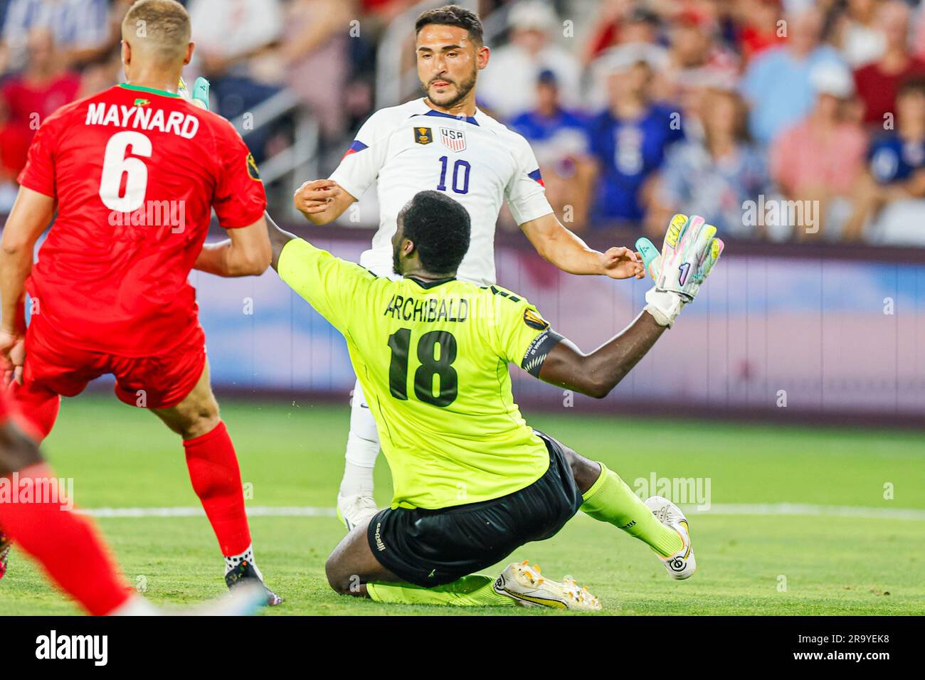 St. Louis, Missouri. États-Unis; lors d'un match de la coupe d'or de la CONCACAF mercredi, 28 juin 2023 au parc de la ville. Les États-Unis battent St. Kitts-et-Nevis 6-0. (Kim Hukari/image de Banque D'Images