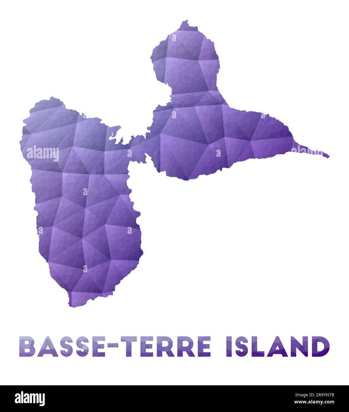 Carte de l'île de Basse-Terre. Illustration poly basse de l'îlot. Motif géométrique violet. Illustration de vecteur polygonal. Illustration de Vecteur