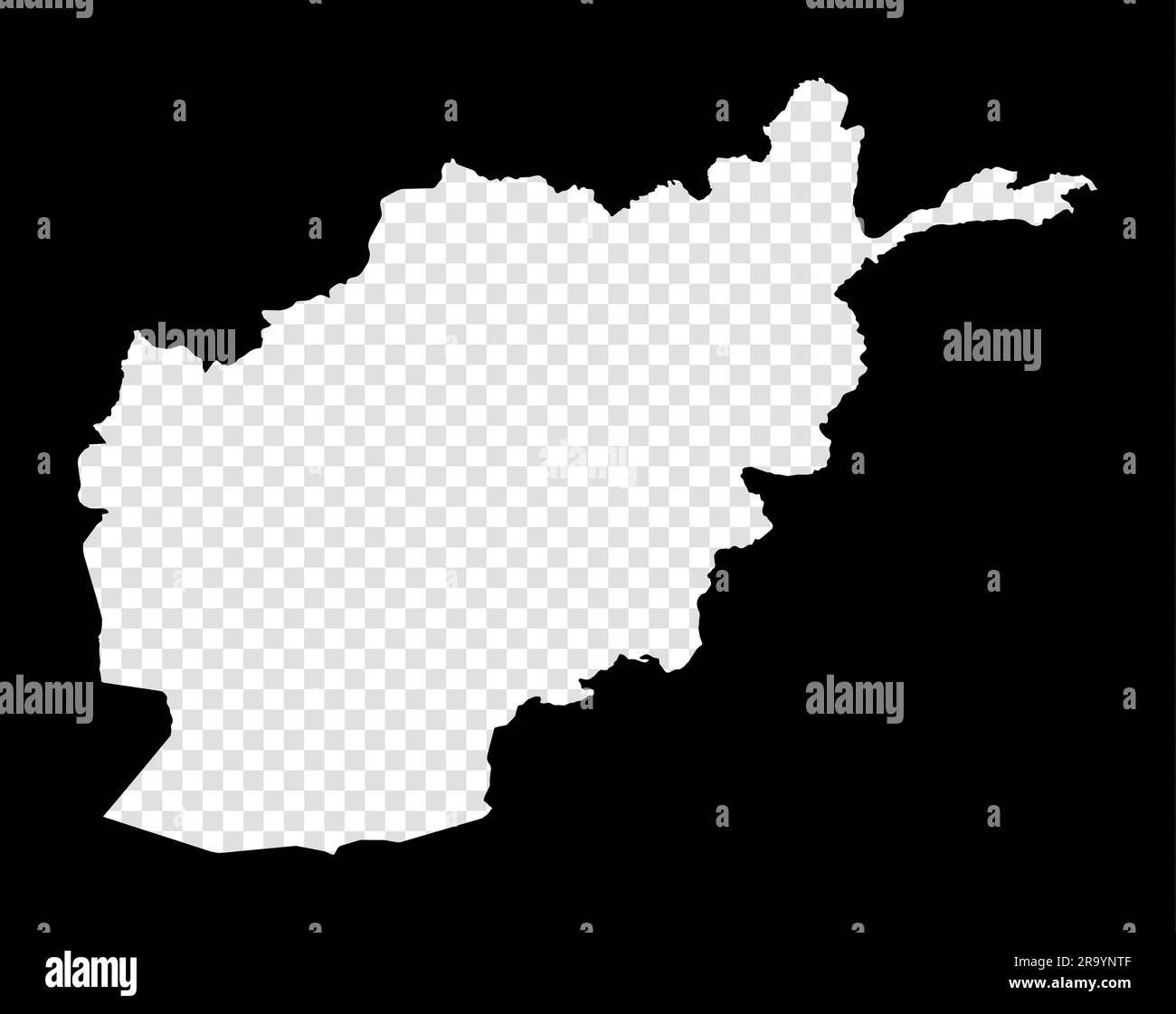 Carte au pochoir de l'Afghanistan. Carte transparente simple et minimale de l'Afghanistan. Rectangle noir avec forme coupée du pays. Illustration de Vecteur