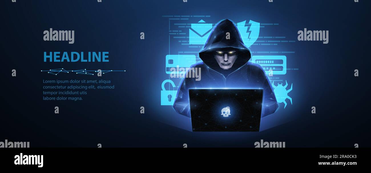 Hacker behind computer Banque d'images vectorielles - Alamy