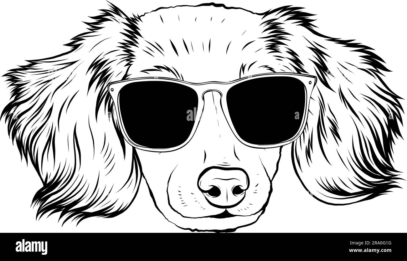 illustration vectorielle du chien tête en noir et blanc Illustration de Vecteur