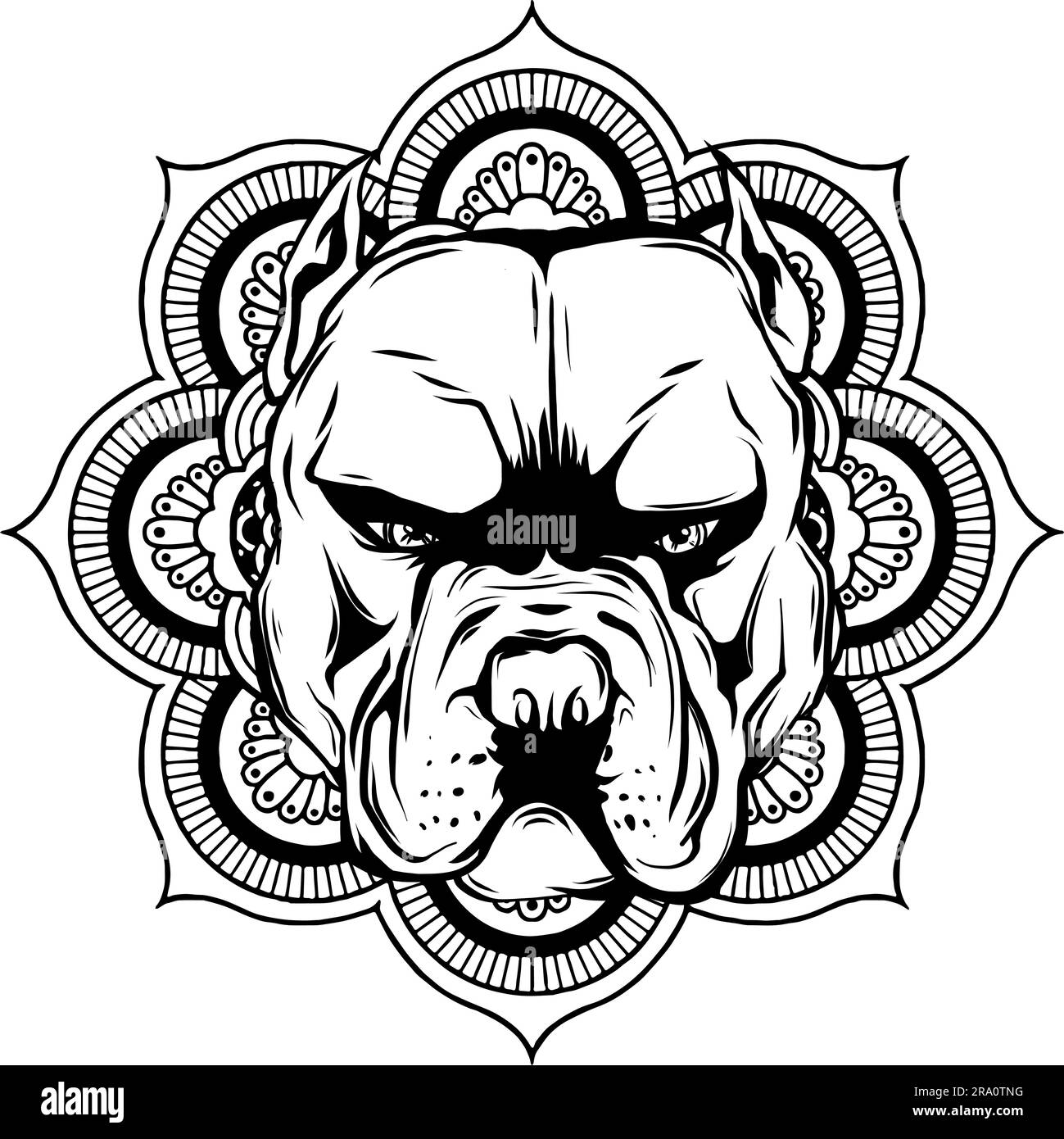 illustration vectorielle du chien tête en noir et blanc Illustration de Vecteur