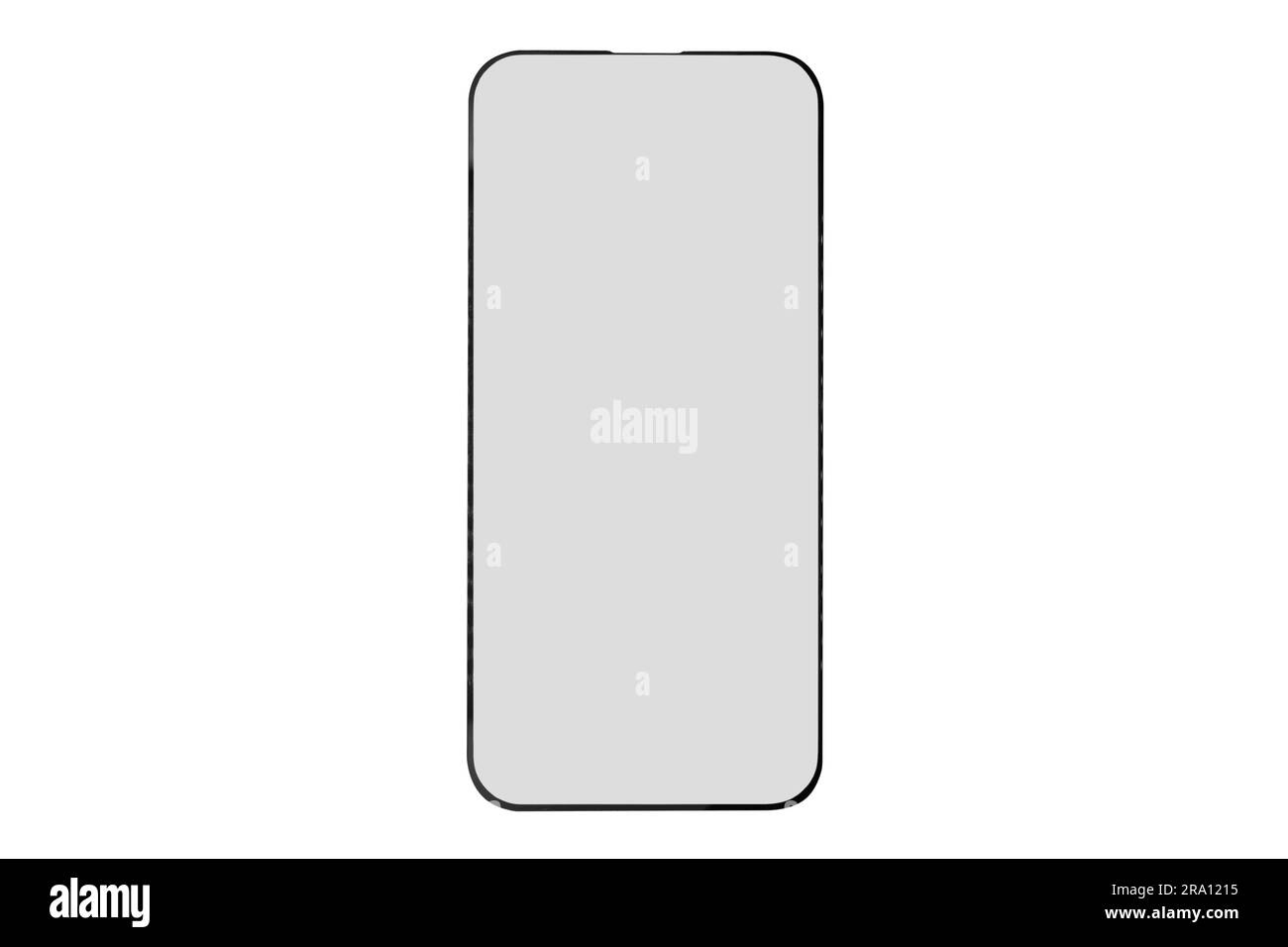 Verre de protection pour téléphone portable ou smartphone isolé sur fond blanc. Protection d'écran de smartphone verre transparent multi-couches Banque D'Images