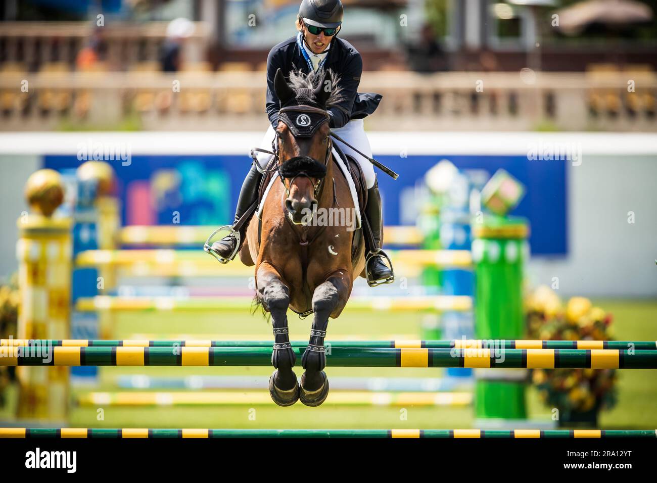 Shawn Casady, des États-Unis, participe au salon panaméricain de Spruce Meadows à Calgary, Alberta, Canada, sur 29 juin 2023. Banque D'Images