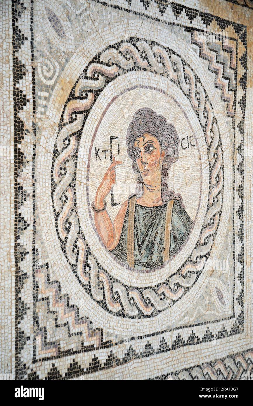 Mosaïque romaine, Paphos, République de Chypre Banque D'Images