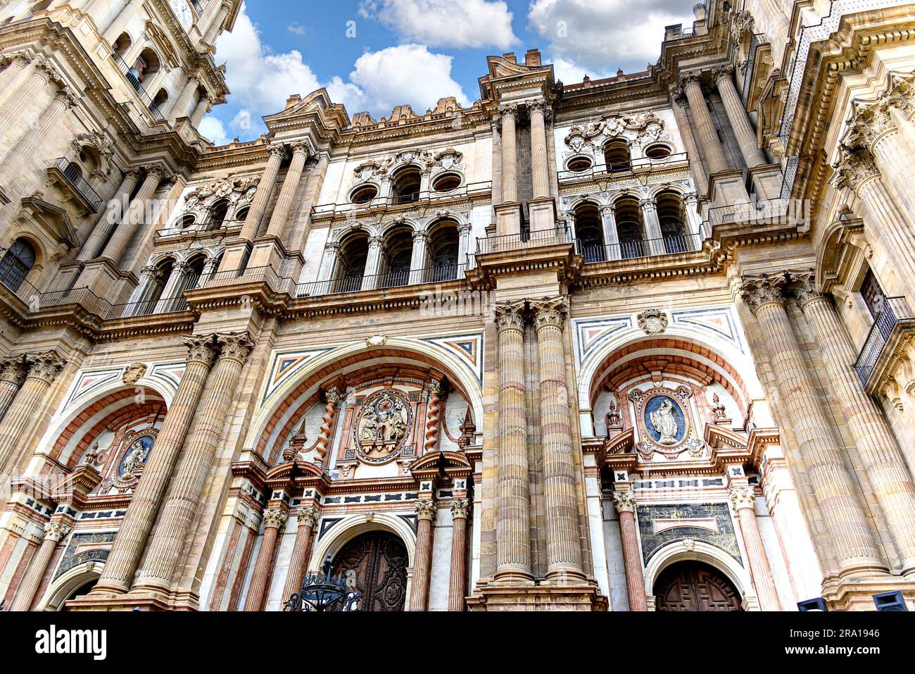 Vue sur la basilique Santa Iglesia de la Encarnacion ou la cathédrale de Malaga, Andalousie, Espagne Banque D'Images