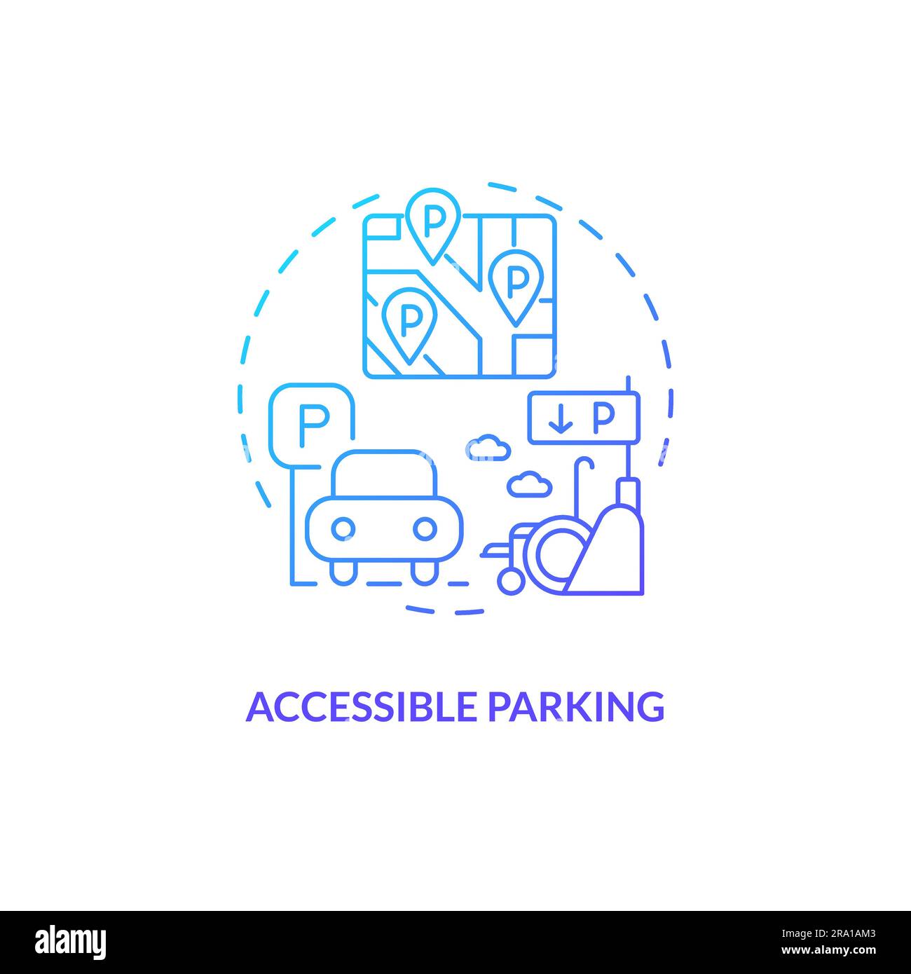 Icône de concept de pente bleue pour stationnement accessible Illustration de Vecteur