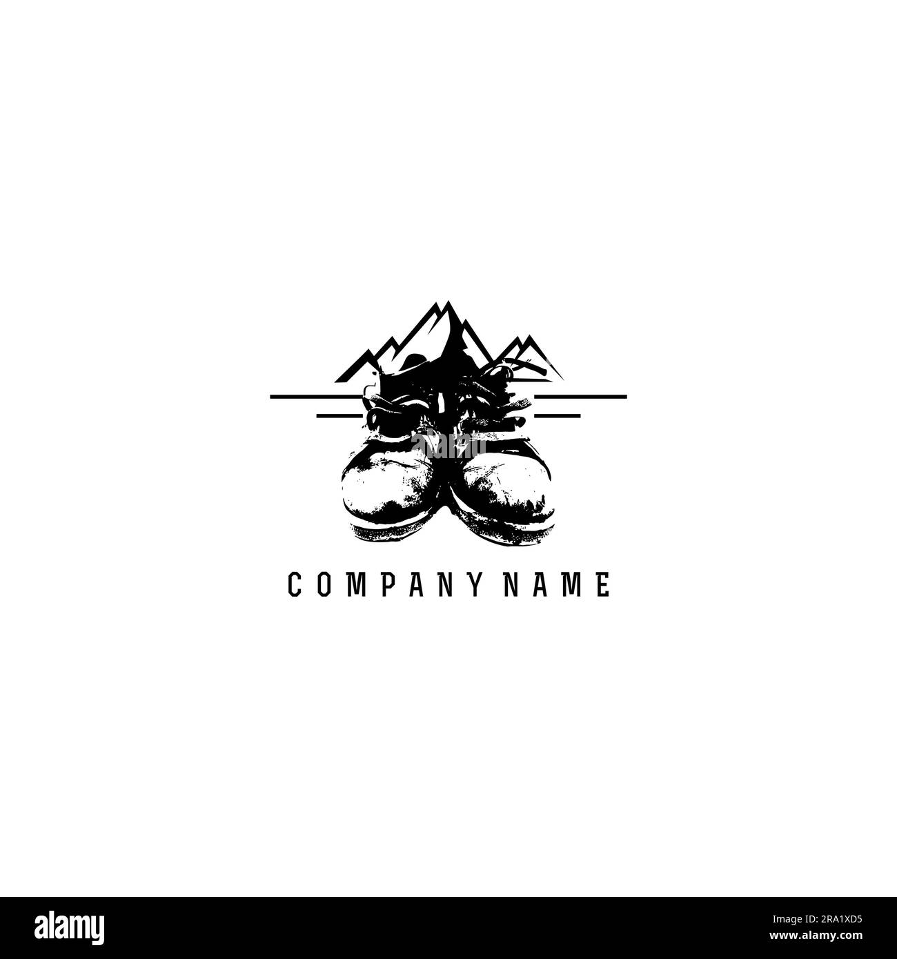 logo montagne chaussures. logo de la boutique de chaussures. logo de randonnée Illustration de Vecteur