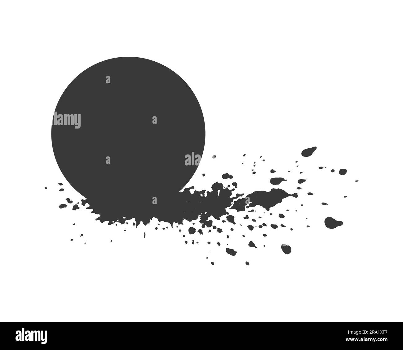 Spot rond avec éclaboussures, explosion de peinture, gouttes, éclaboussures venant du cercle. Elément de conception. Aquarelle, isolée, fond blanc. Illustration vectorielle Illustration de Vecteur
