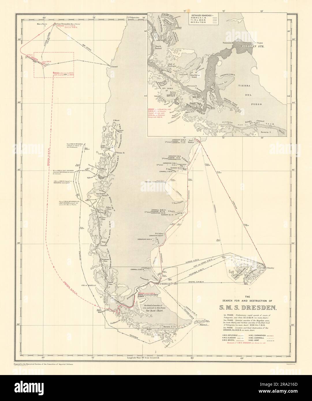 Recherchez SMS Dresden 1915. Mas a Tierra. Juan Fernandez. Chili. WW1. 1921 carte Banque D'Images