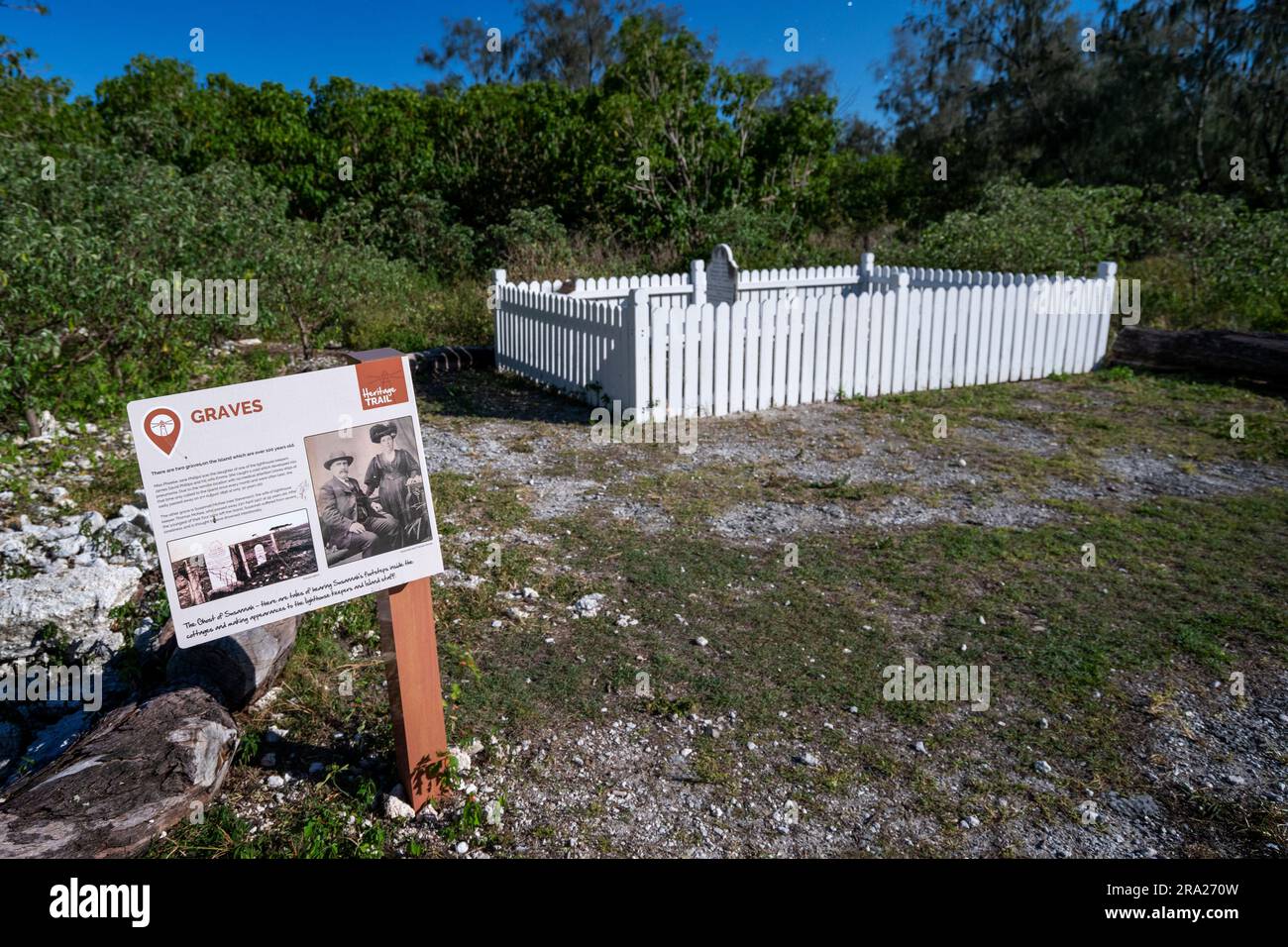 Tombes historiques au phare de Lady Elliot Island, Queensland, Australie Banque D'Images