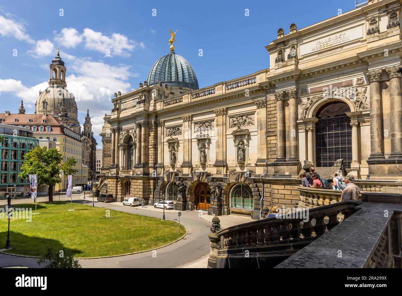 Eglise notre-Dame, presse Lemon et galerie d'art dans le bâtiment Lipsius à Dresde, Allemagne Banque D'Images