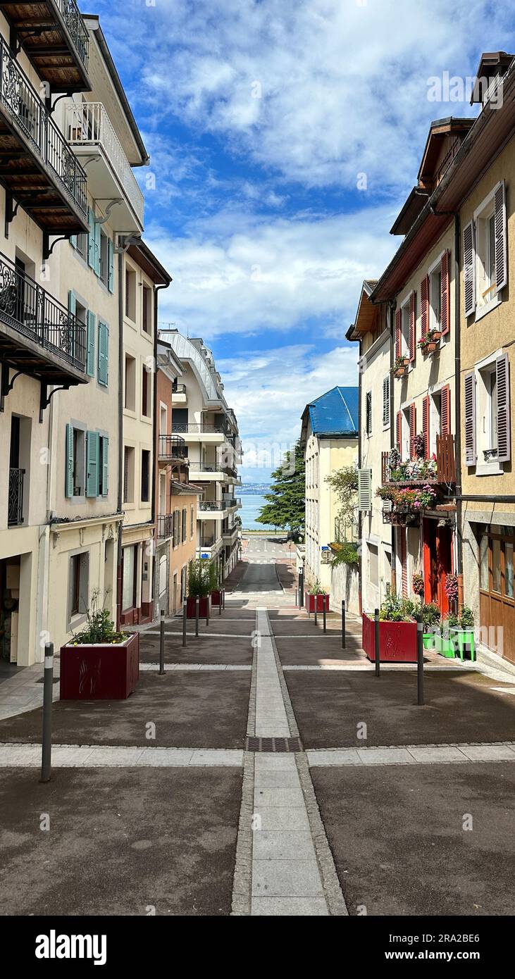 Ville d'Evian les bains, de l'eau minérale d'Evian en France du Sud Banque D'Images