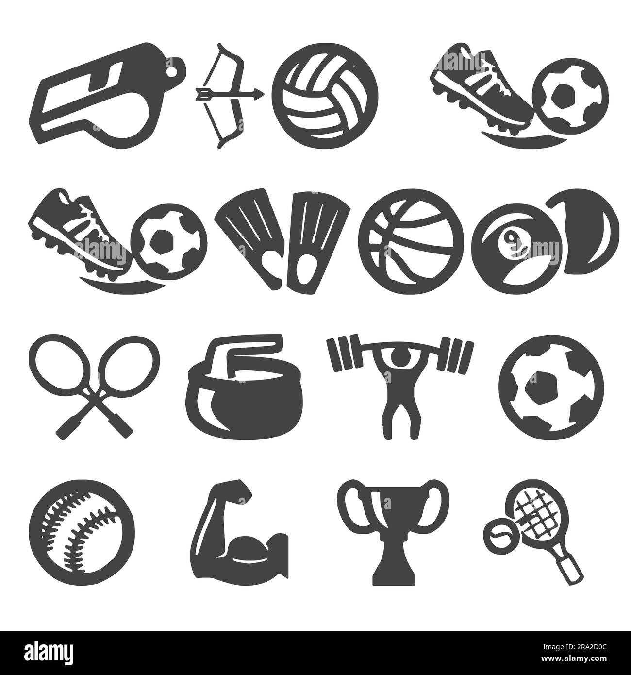 ensemble vectoriel d'icônes de sports de doodle Illustration de Vecteur