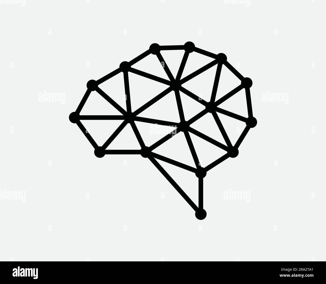 Icône réseau cérébral. IQ ai humain artificiel Intelligent Intelligence Digital Web Connection Noir blanc graphique Clipart Illustration symbole signe vecteur EPS Illustration de Vecteur