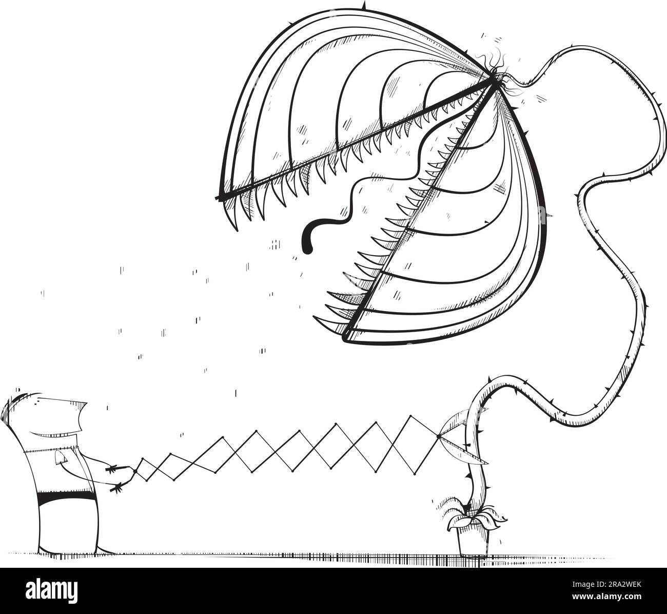 Des hommes qui coupent une plante dangereuse Illustration de Vecteur