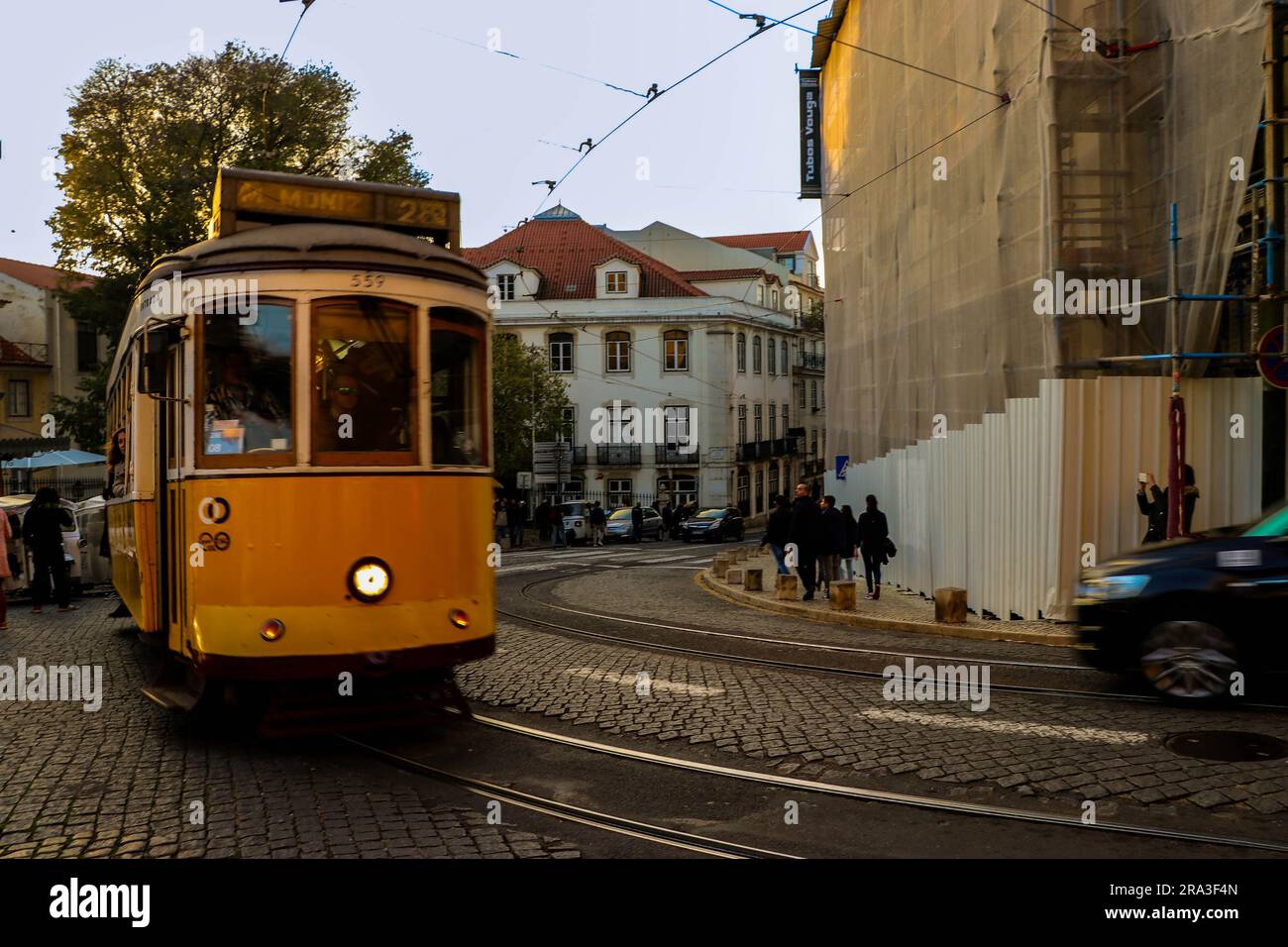 Lisbonne Portugal tramway électrique Banque D'Images