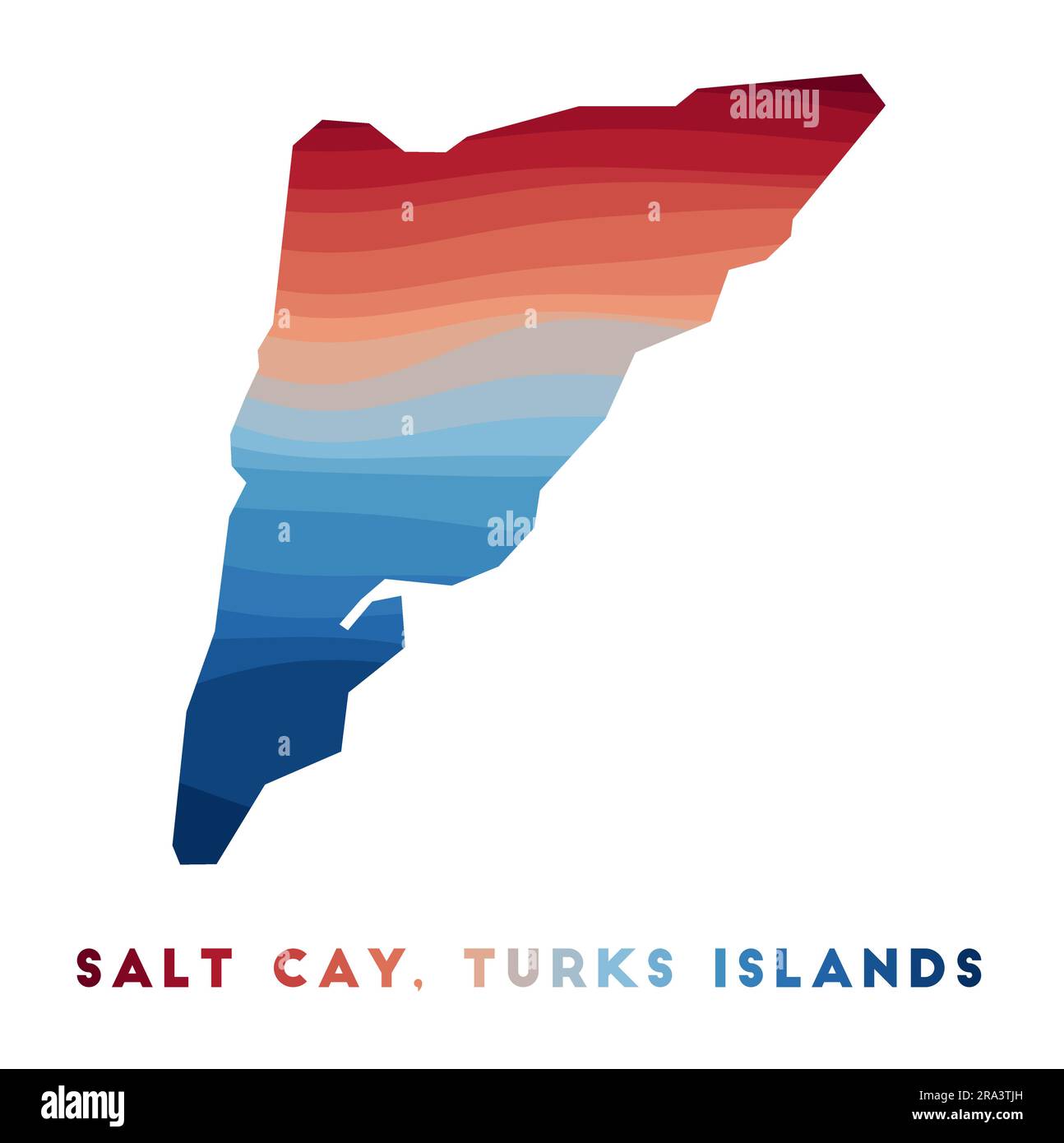 Salt Cay, carte des îles Turques. Carte de l'île avec de belles vagues
