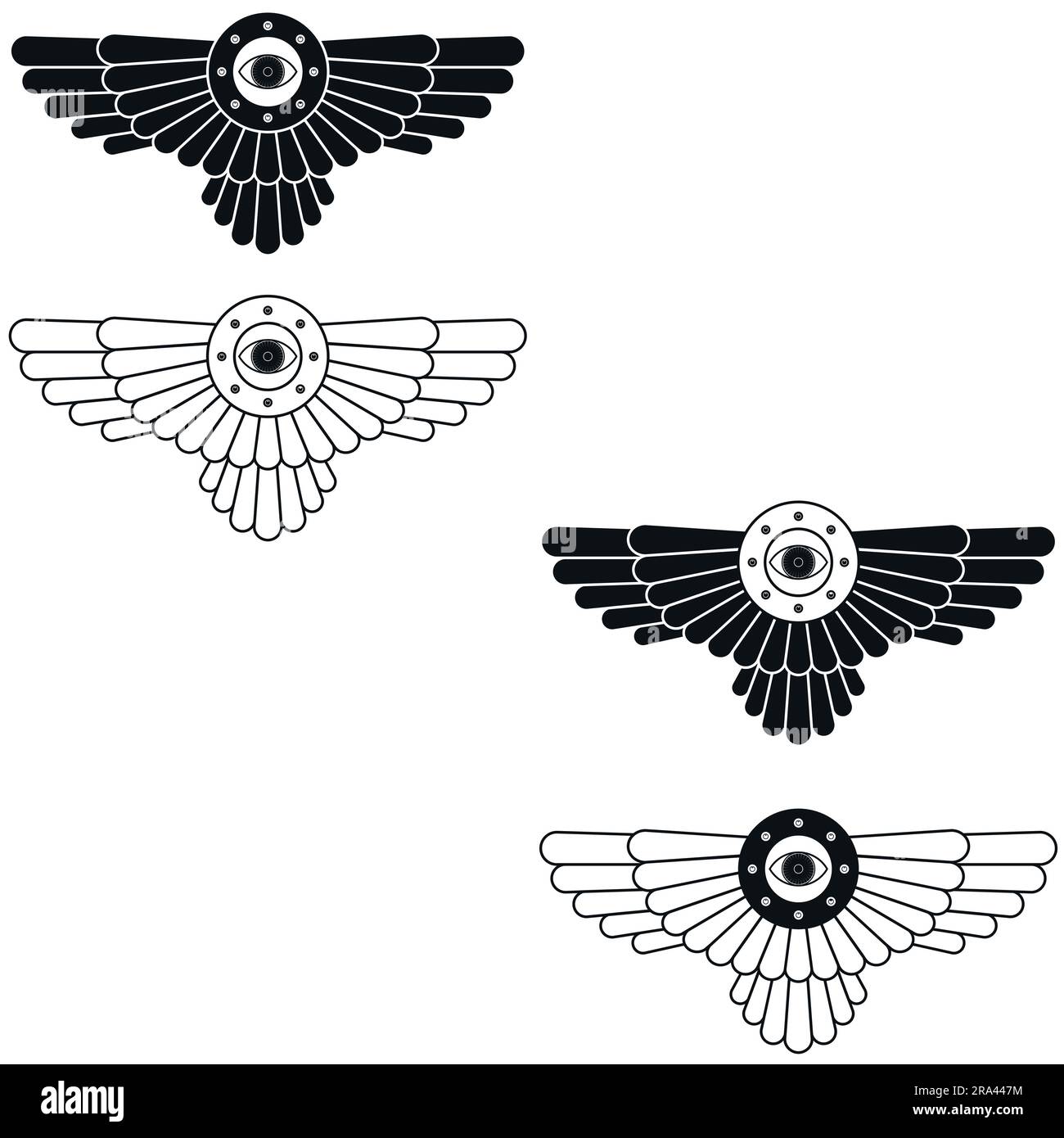 Dessin vectoriel du symbole Faravahar, disque solaire ailé, symbole de religion zoroastrienne Illustration de Vecteur