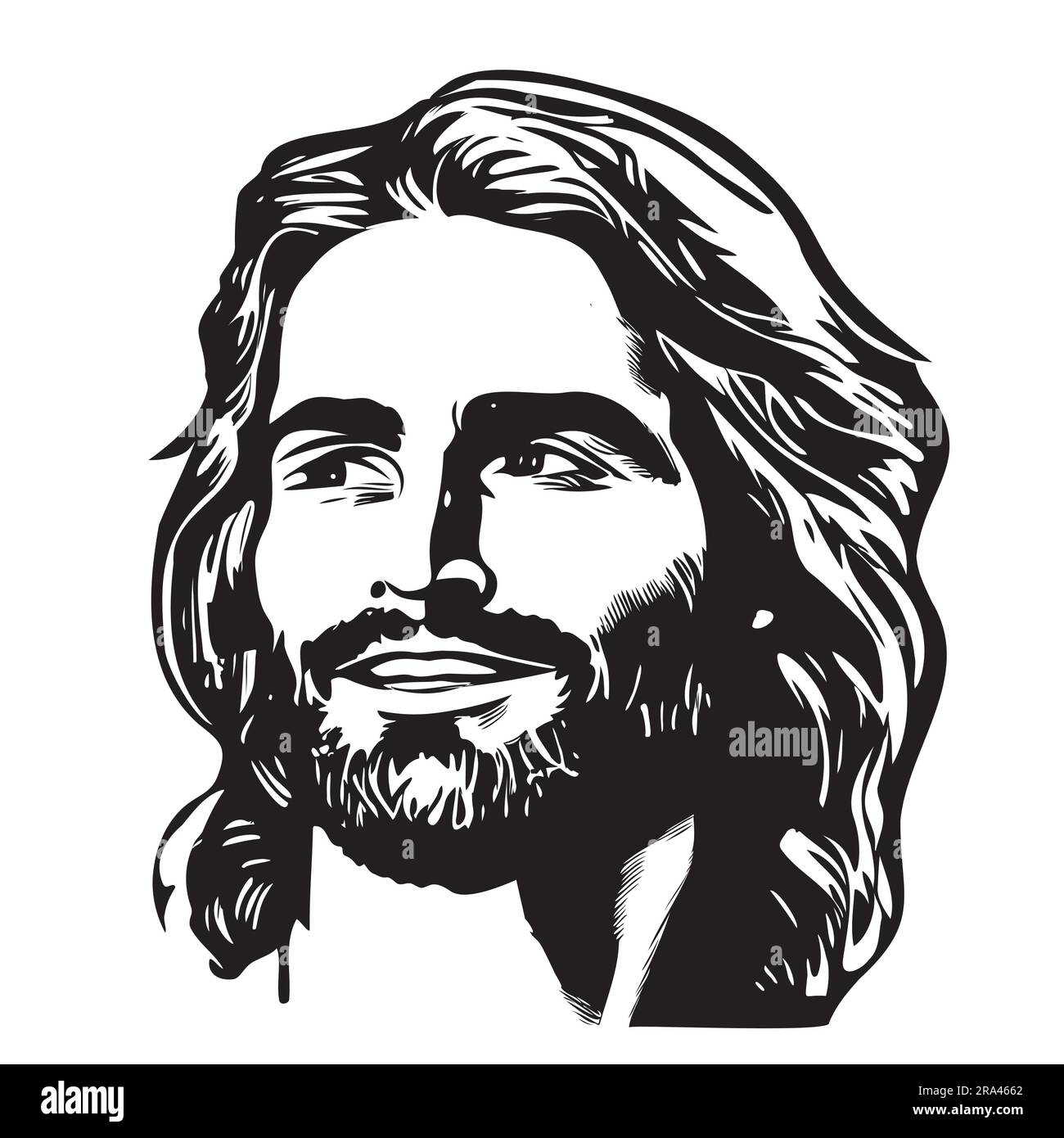 Face de Jésus esquisse abstraite main dessinée dans l'illustration de style Doodle Illustration de Vecteur