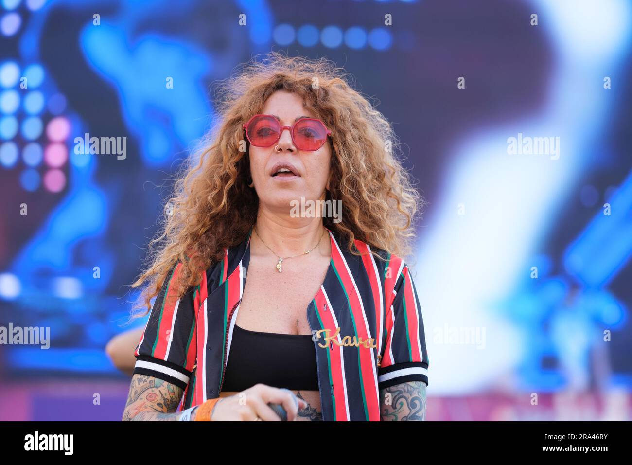 Sofía Cristo performance pendant le festival Pride of MADO 2023 Madrid en plaza de españa de madrid sur 29 juin 2023 à Madrid, Espagne. Banque D'Images