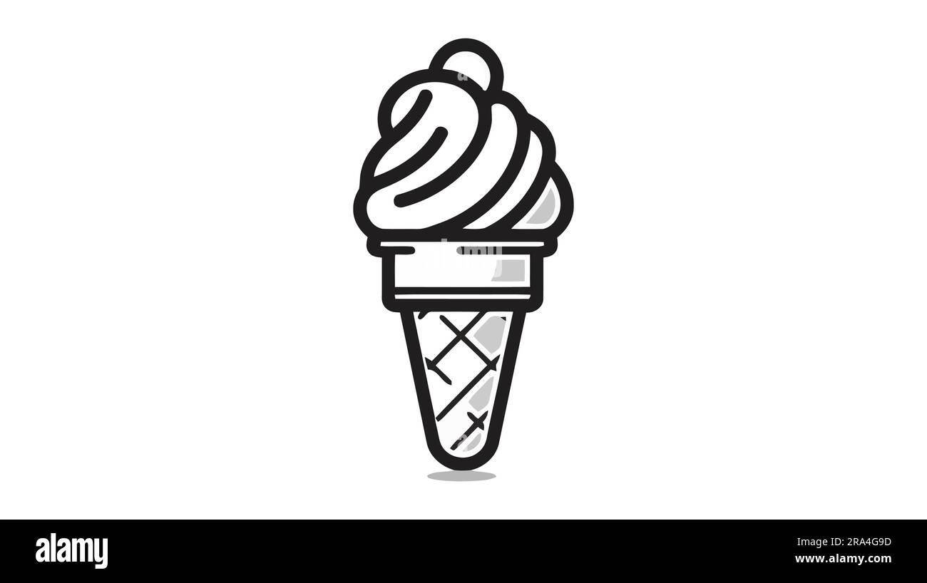 Icône de cône de crème glacée isolé sur fond blanc Illustration de Vecteur