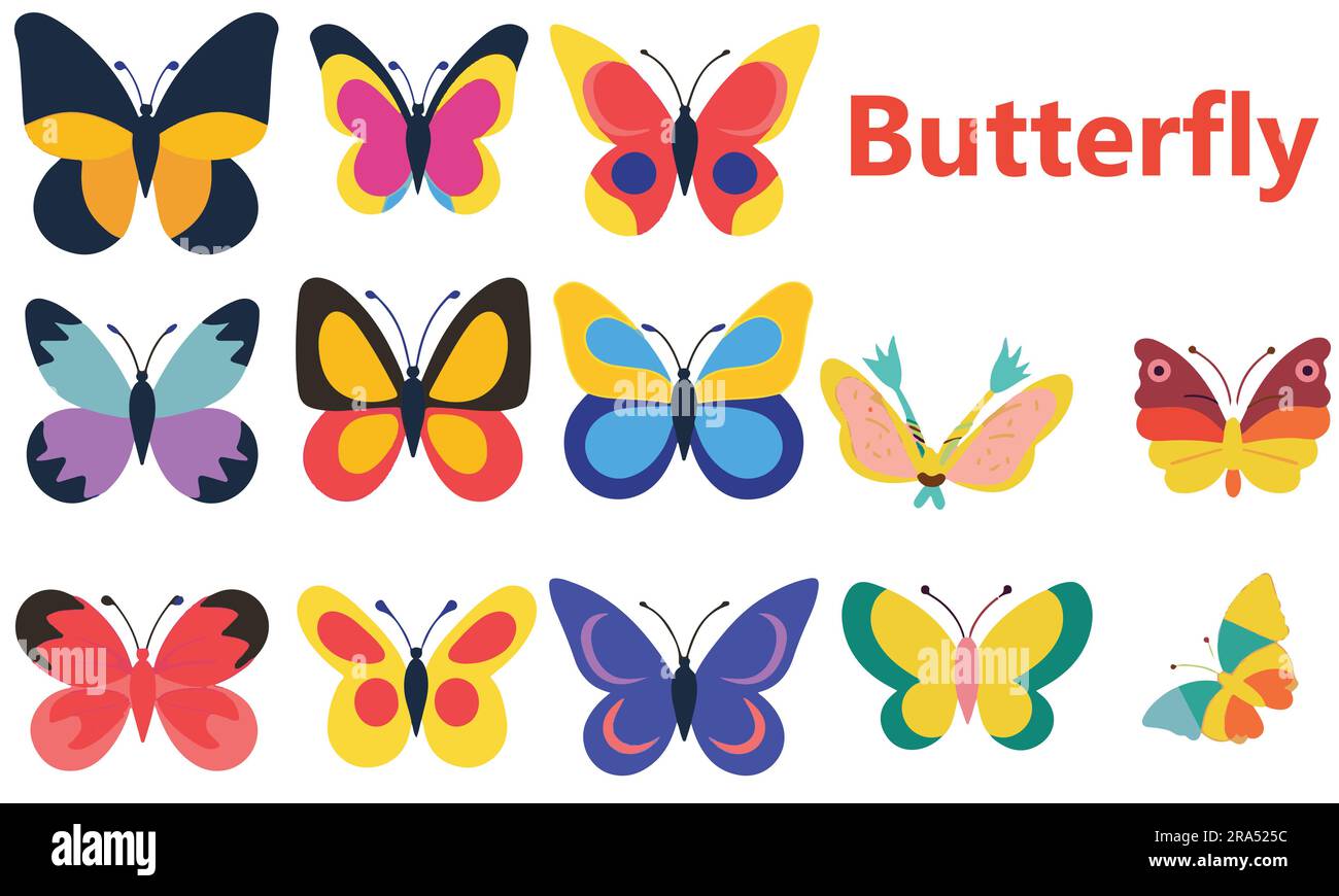 Un ensemble d'illustrations vectorielles de papillon mascotte Illustration de Vecteur