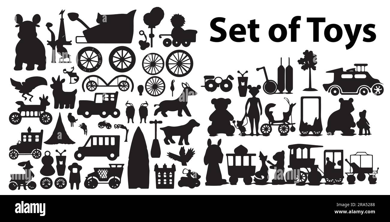 Ensemble d'illustrations vectorielles de jouets silhouettes Illustration de Vecteur