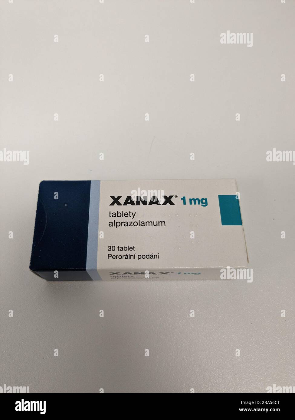 Pilules Xanax avec la substance active Alprazolam, anxiolytiques antidépresseurs médicaments de thérapie, est un médicament populaire à abuser et a la valeur de rue Pfizer Banque D'Images