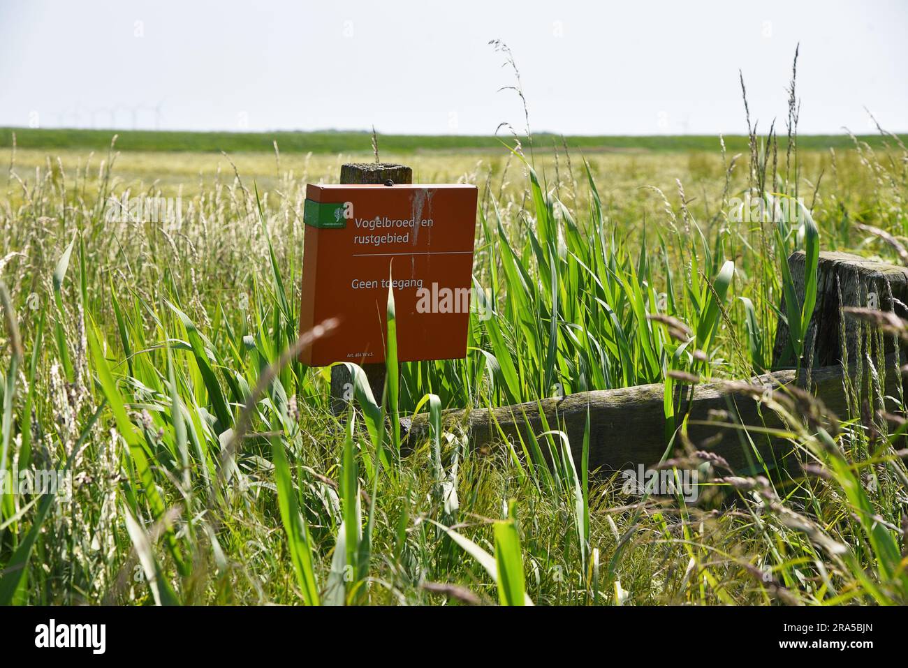 Westerland, pays-bas. 30 mai 2023. Un panneau d'avertissement pour une réserve d'oiseaux en Hollande du Nord. Photo de haute qualité Banque D'Images