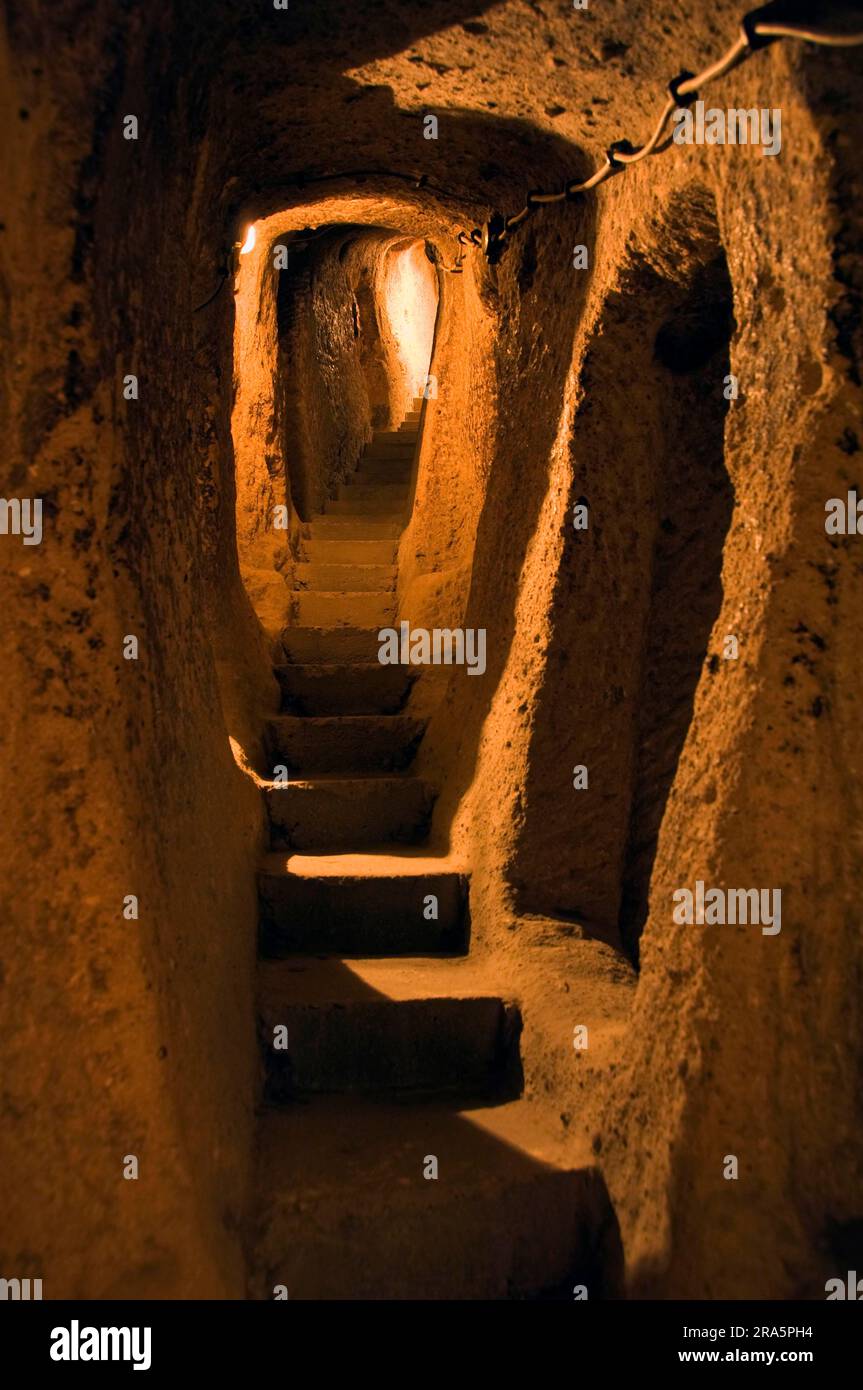 La ville souterraine de Kaymakli, Cappadoce, Anatolie, Turquie Banque D'Images